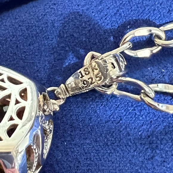 TACORI 18K Rose Gold & 92.5 SSilver Smokey Quartz & Diamond Pendant on SS Chain - Picture 8 of 16